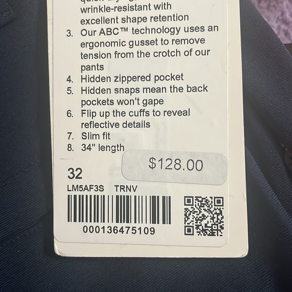 Lululemon Commission Pant Slim 34"L Warpstreme Men's Size 32 True Navy - Picture 7 of 7